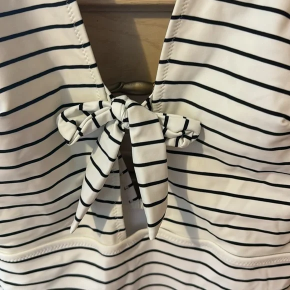 Cupshe White and Black Stripe Ruffle One Piece Swimsuit - Picture 9 of 15